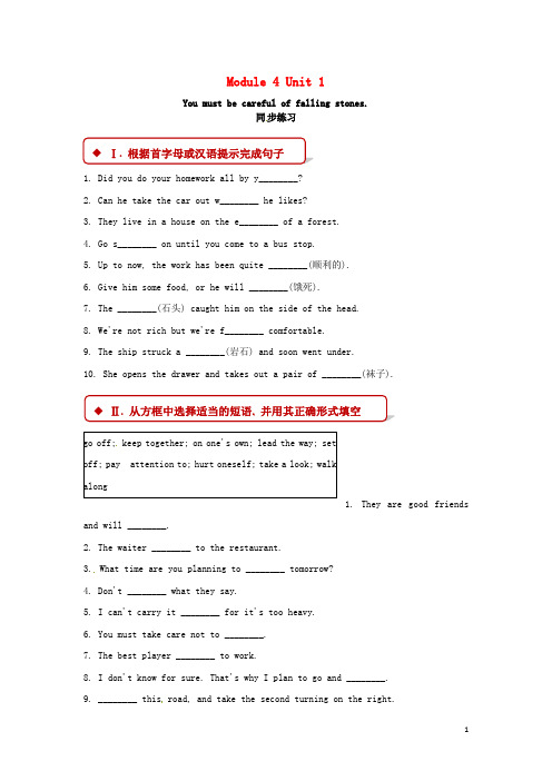 九年级英语下册Module4RulesandsuggestionsUnit1Youmustbecarefuloffallingstones同步练习(新版)外研版