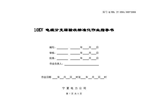 10KV电缆分支箱验收标准化作业指导书