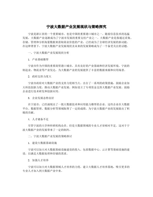 宁波大数据产业发展现状与策略探究