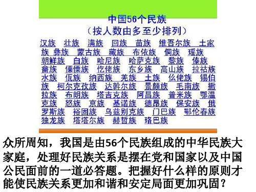 人教版高中政治必修二8.1处理民族关系的原则：平等、团结、共同繁荣 (共18张PPT)