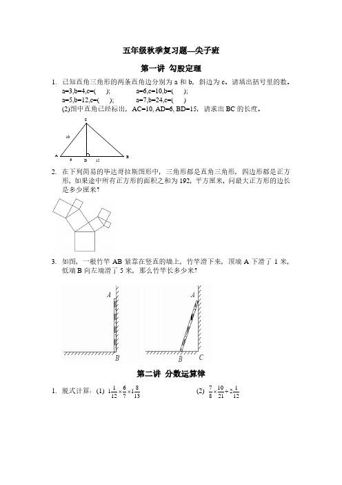 2017年五年级秋季复习题-尖子