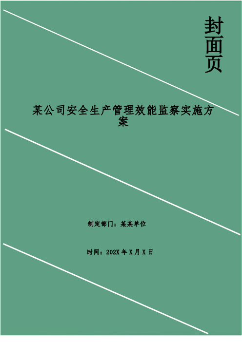 某公司安全生产管理效能监察实施方案