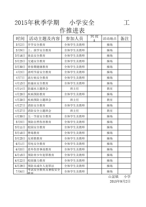 安全工作推进表