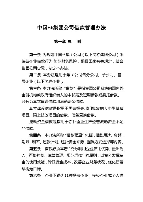 中国某集团公司借款管理办法(WORD6页)