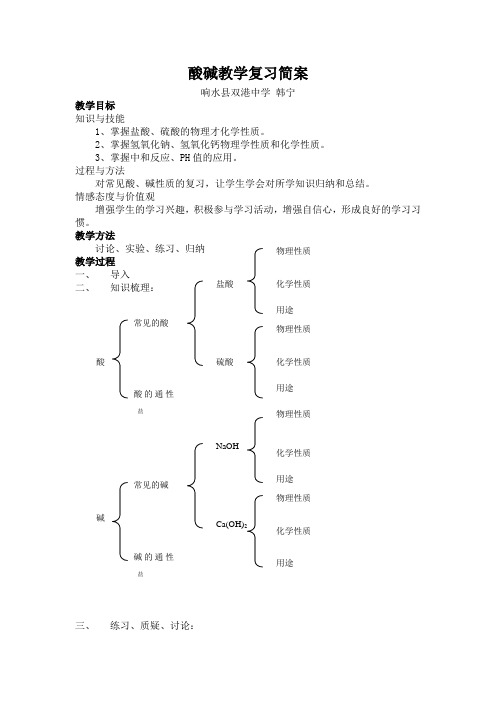 九年级化学酸碱盐复习教案
