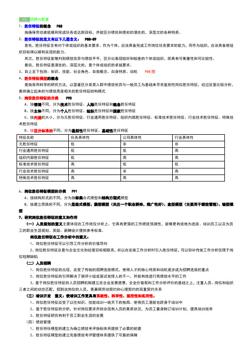 人力一级第二章招聘与配置(知识点概括)