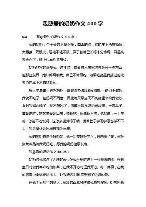 我慈爱的奶奶作文400字