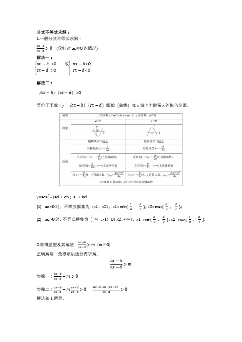 分式不等式求解