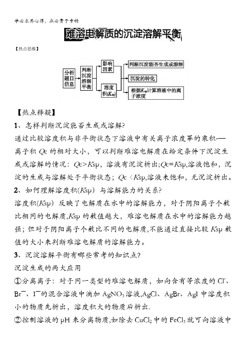 高考化学热点《难溶电解质的沉淀溶解平衡》