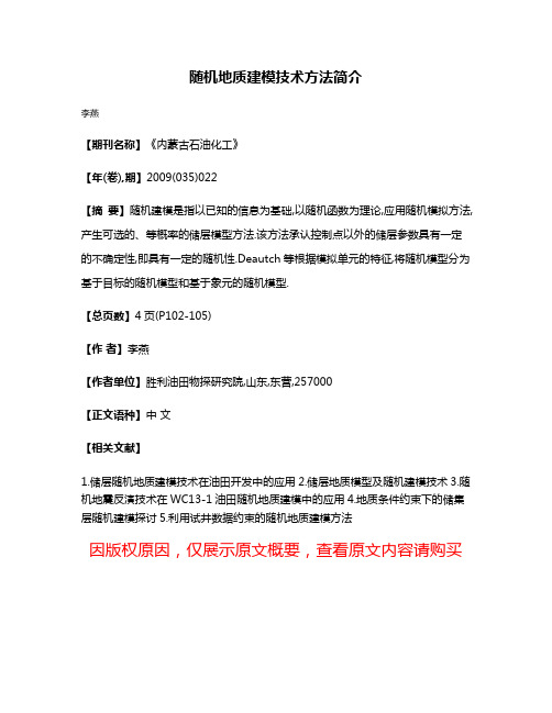 随机地质建模技术方法简介