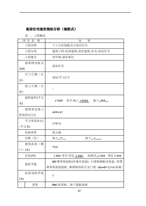 2013年10月建筑工程造价指标