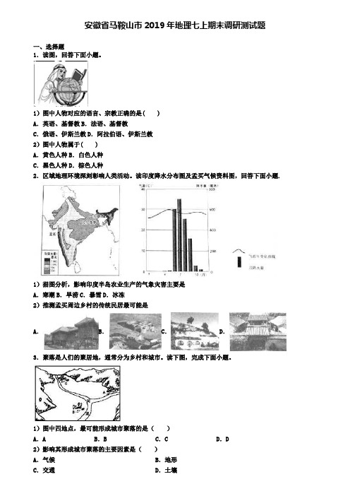 安徽省马鞍山市2019年地理七上期末调研测试题