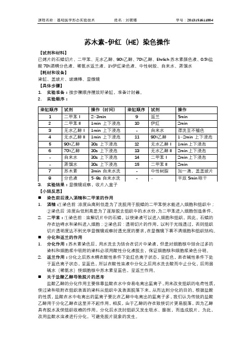 形态学技能-苏木素-伊红染色