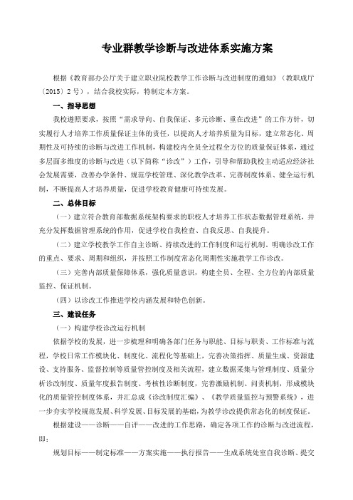 专业群教学诊断与改进体系实施方案