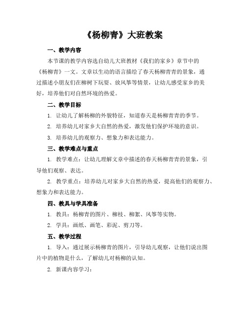 《杨柳青》大班教案