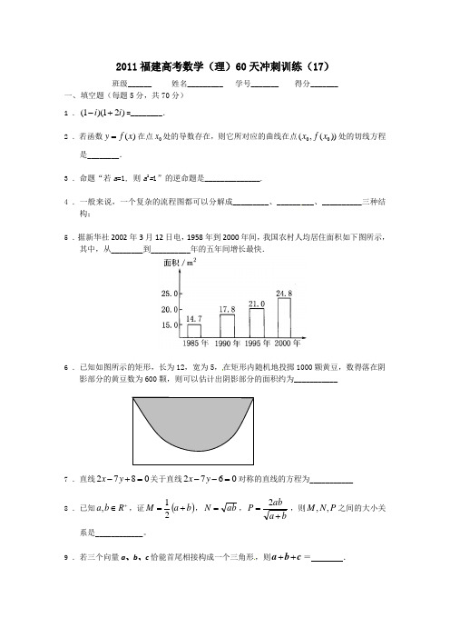 2011福建省高考数学(理)60天冲刺训练(17)