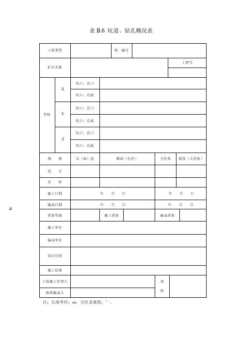 钻孔原始地质编录规范附表