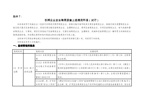 机械企业安全隐患排查上报通用标准