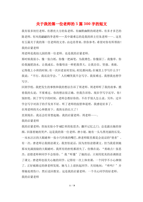 关于我的第一位老师的5篇300字的短文