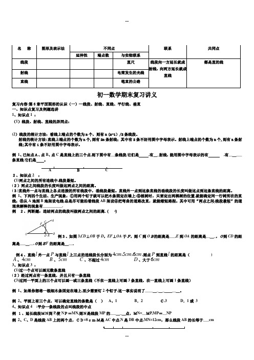 苏科版初一数学期末复习讲义-平面图形的认识(一)1225