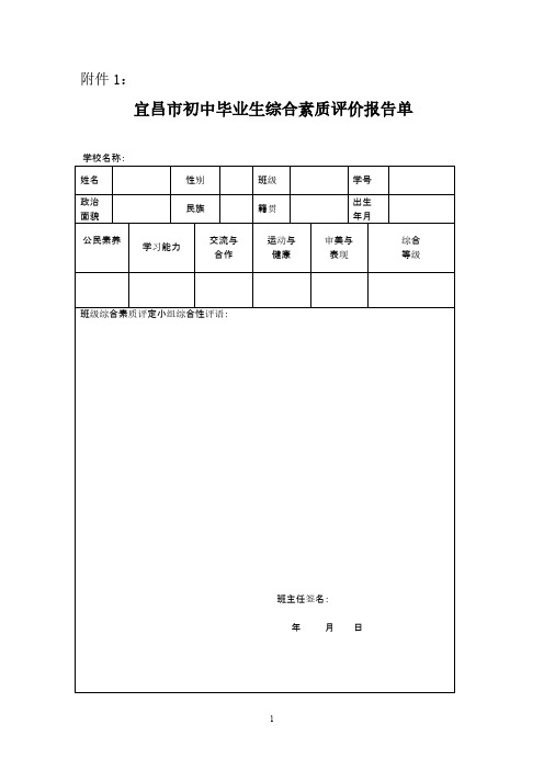 中学生综合素质评定报告单-推荐下载