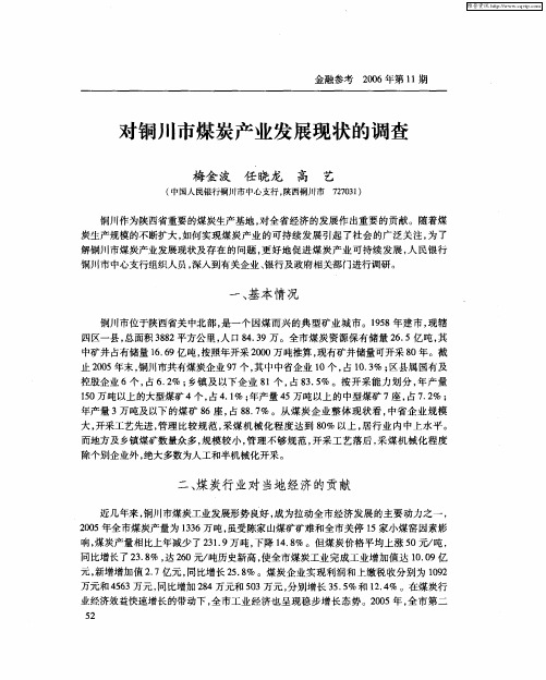 对铜川市煤炭产业发展现状的调查