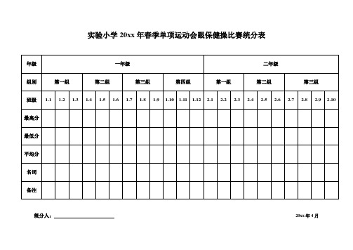 小学 单项运动会 眼保健操表格