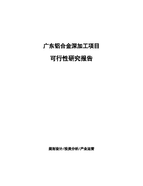 广东铝合金深加工项目可行性研究报告