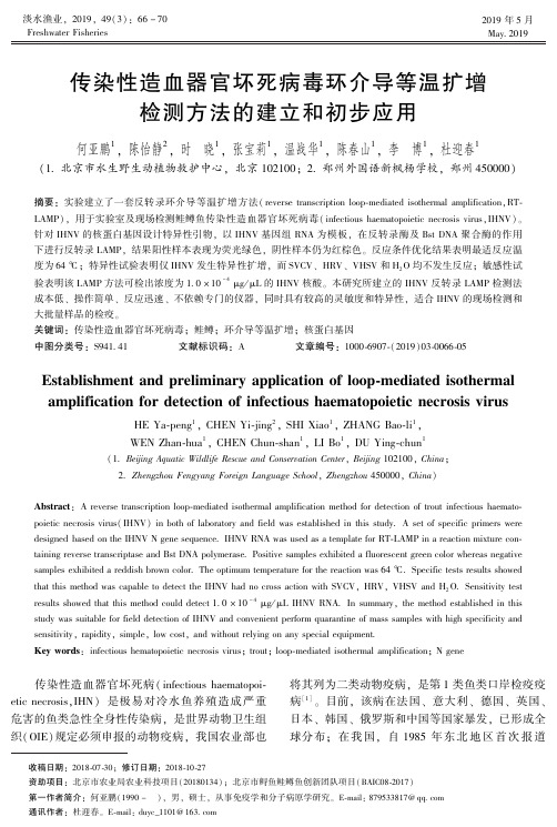 传染性造血器官坏死病毒环介导等温扩增检测方法的建立和初步应用