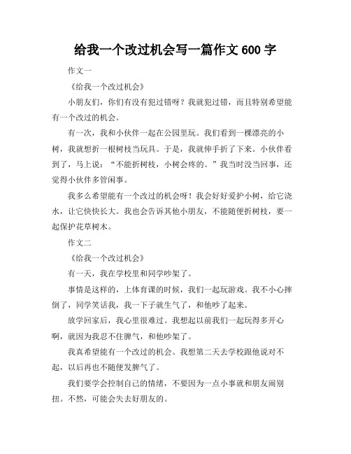 给我一个改过机会写一篇作文600字