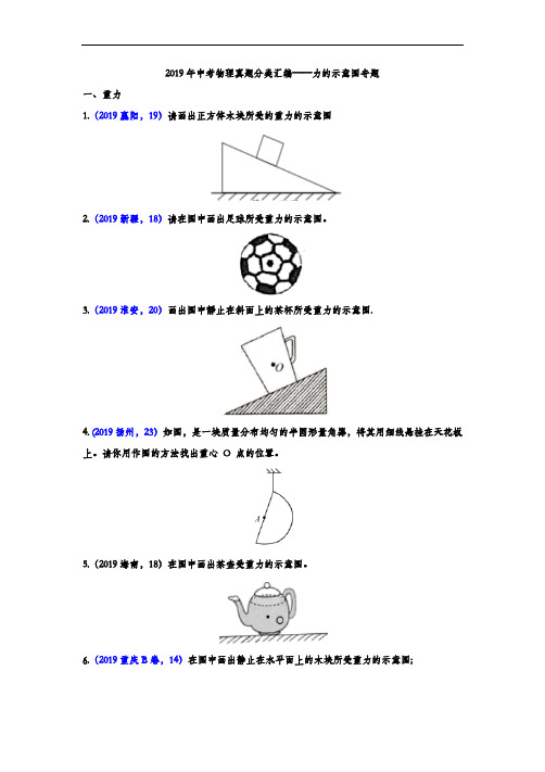 2019年中考物理真题分类汇编——力的示意图专题(word版含答案)