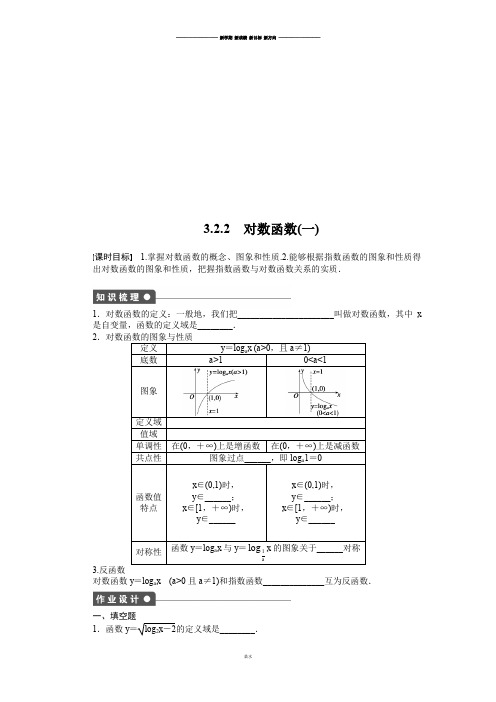 苏教版高中数学必修一3.2.2 对数函数(一).docx