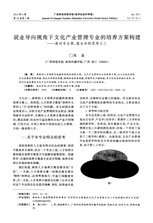 就业导向视角下文化产业管理专业的培养方案构建——面对专业热、就业冷的思考之三