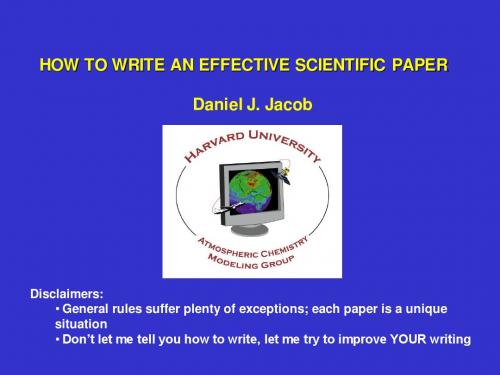 How to write an effective scientific paper