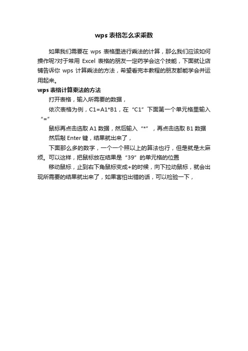 wps表格怎么求乘数