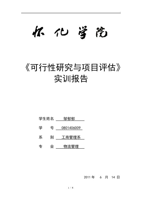 《可行性研究与项目评估》 实训报告