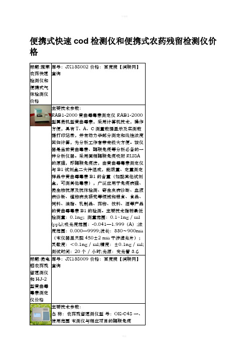 便携式快速cod检测仪和便携式农药残留检测仪价格