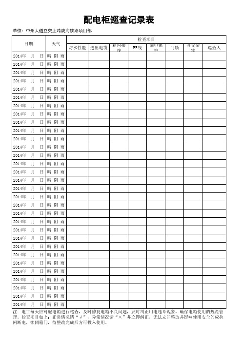 配电柜每日巡查记录表