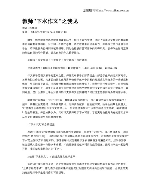 教师下水作文之我见