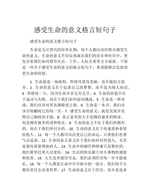 感受生命的意义格言短句子