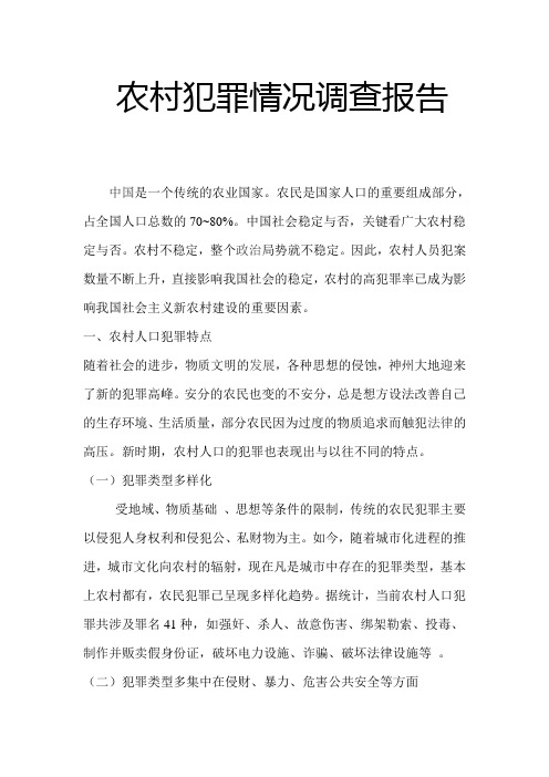 农村犯罪情况调查报告