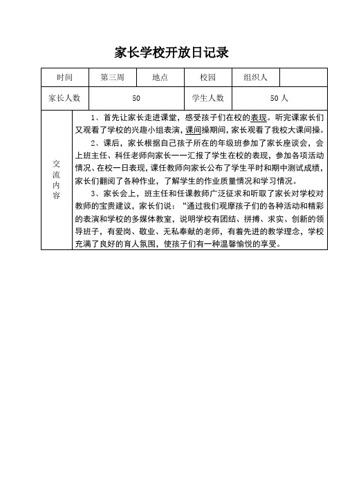 家长学校开放日记录