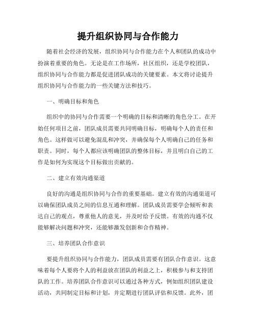 提升组织协同与合作能力