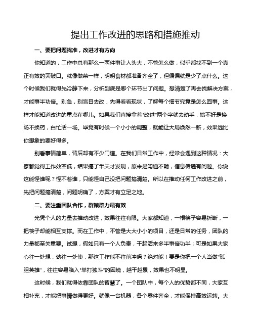 提出工作改进的思路和措施推动