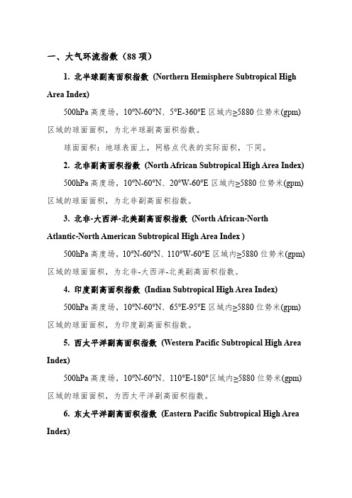 大气环流指数88项