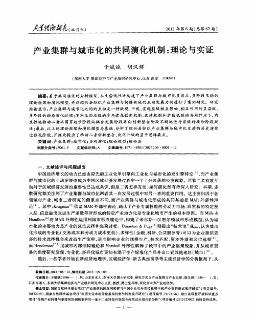 产业集群与城市化的共同演化机制:理论与实证