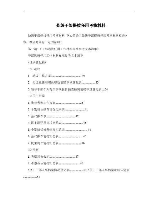 处级干部提拔任用考核材料