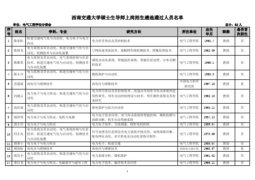 西南交大电气工程学院导师名单