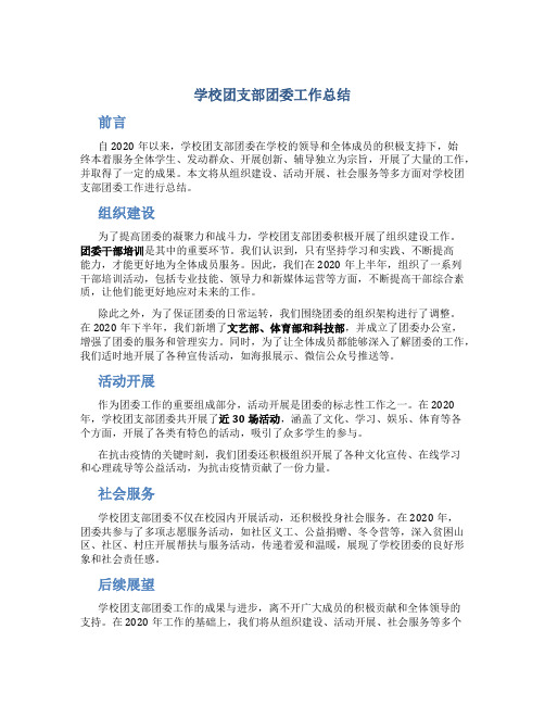 学校团支部团委工作总结