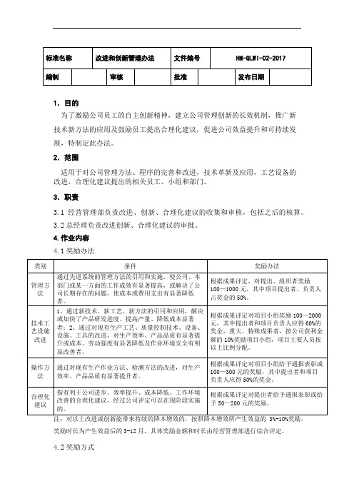 改进和创新管理办法